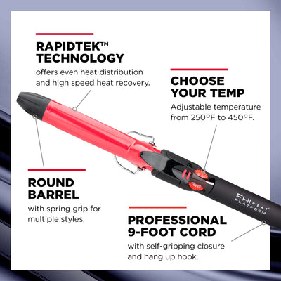 FHI Heat Platform Tourmaline Ceramic Professional Curling Iron 1''