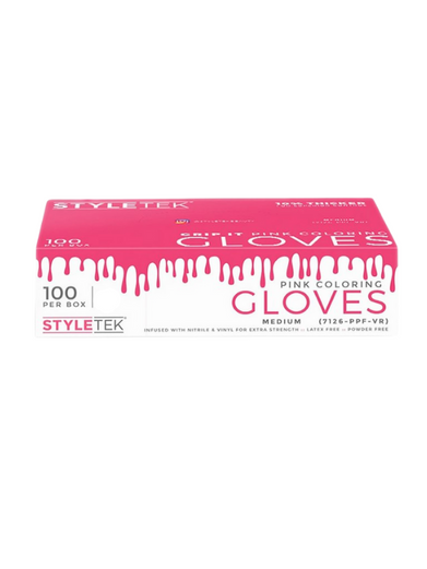 Styletek Deluxe Touch Coloring Gloves Medium-Pink 100pk