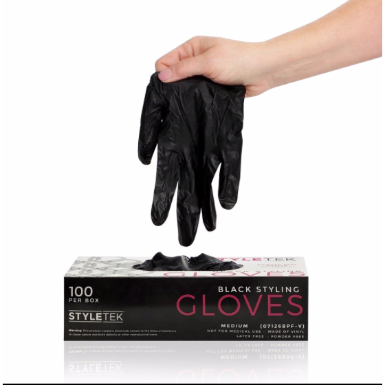 Styletek Deluxe Touch Coloring Gloves Medium- Black 100pk