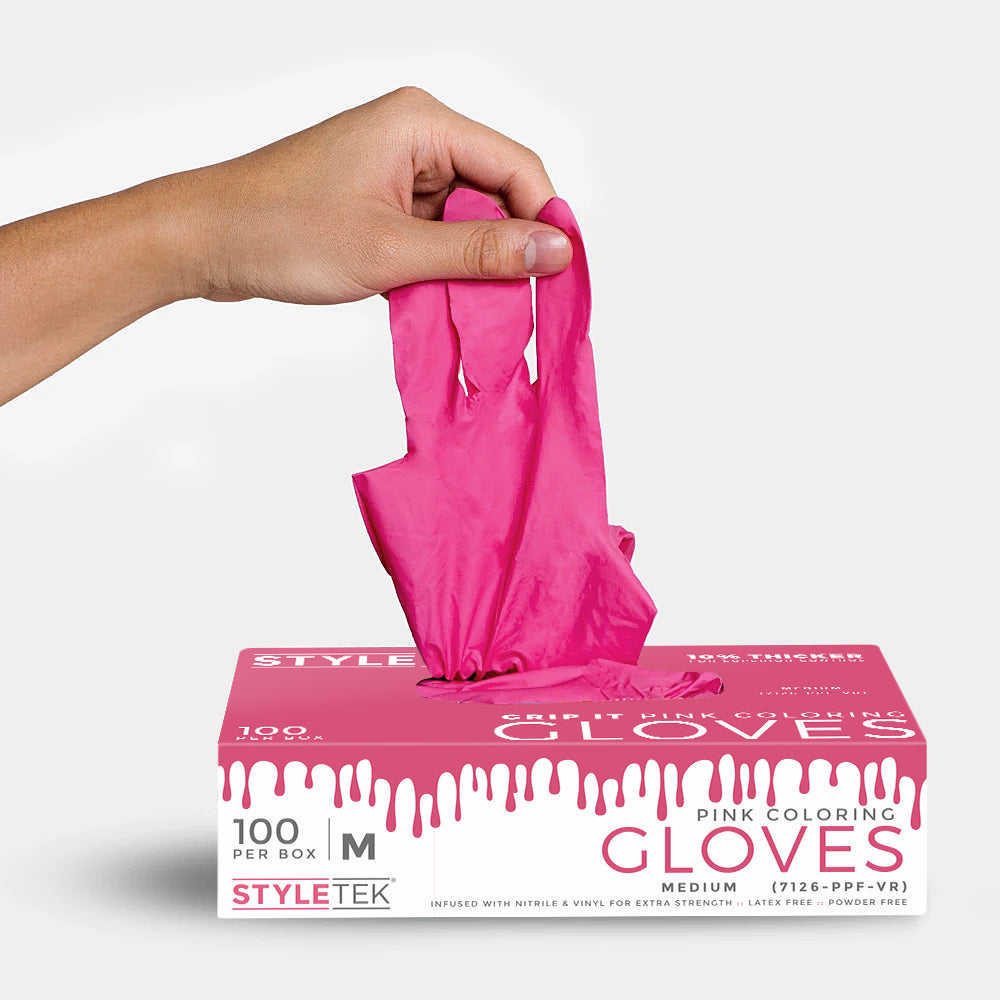 Styletek Deluxe Touch Coloring Gloves Medium-Pink 100pk