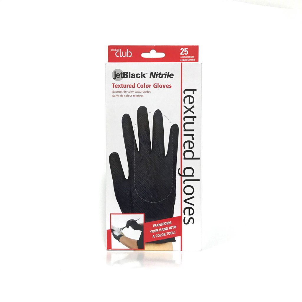 Product Club Jet Black Nitrile Textured Color Gloves S/M