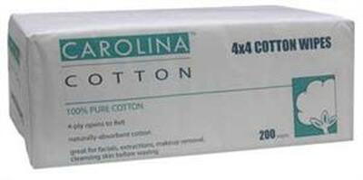 Carolina Cotton Wipes 4 X 4 200ct